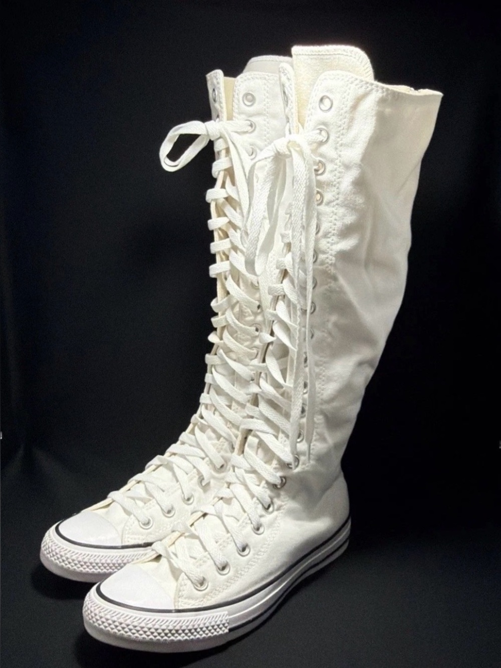 Converse White Knee-High Canvas Lace-Up Sneakers